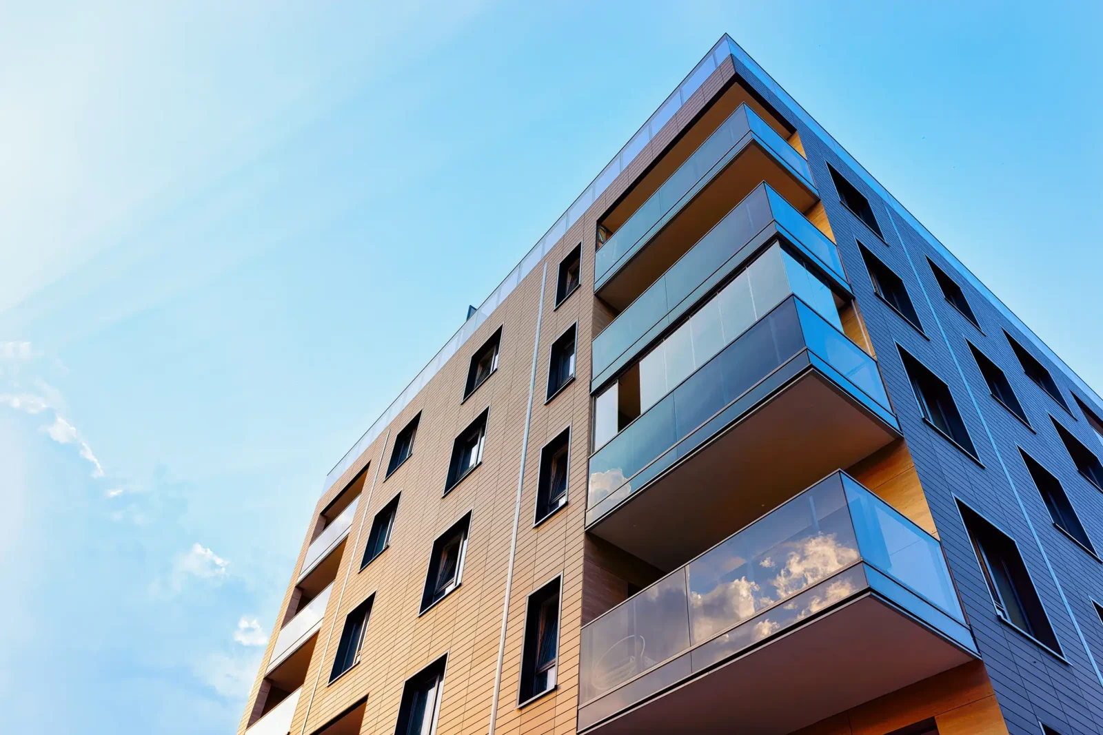 Exterior view of a modern apartment building