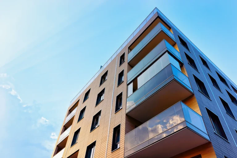 Exterior view of a modern apartment building